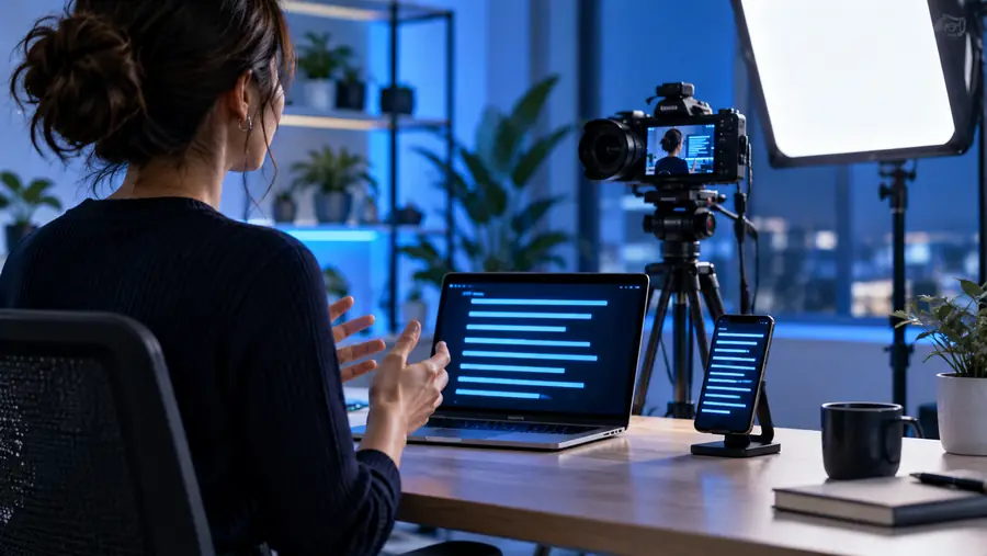A person speaking toward a camera