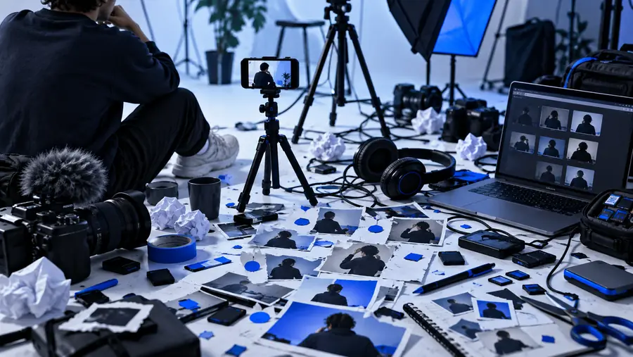 Unstrukturierte Videoproduktion mit wiederholten Aufnahmen und verstreuten Bearbeitungsschritten