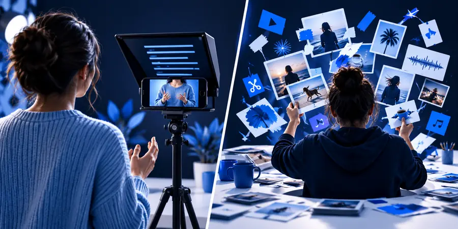 Vergleich von Workflows für Videoaufnahmen mit Skript und kreative Videobearbeitung