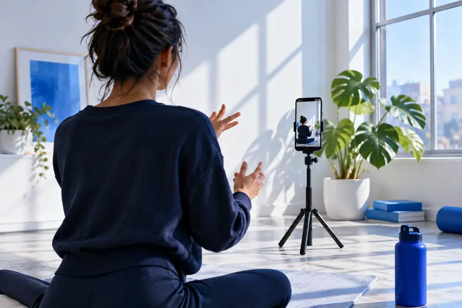 Illustration representing a teleprompter recording workflow