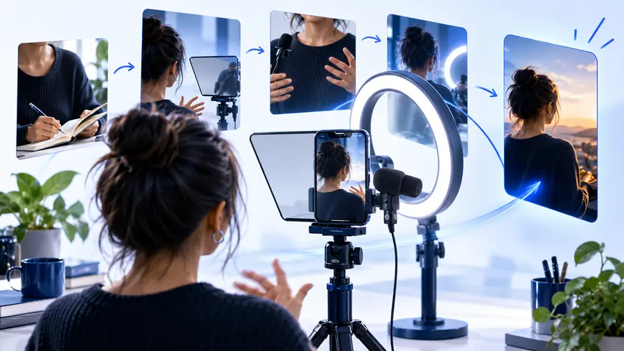 Presenter delivering a clear scripted video
